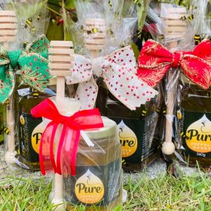 Honey Jar Gift Wrapped with Spoon