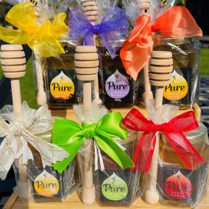Honey Jar Gift Wrapped with Spoon